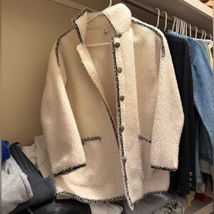 Women's Cream Sherpa Coat